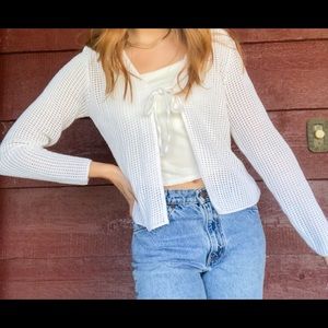 White loose knit cardigan